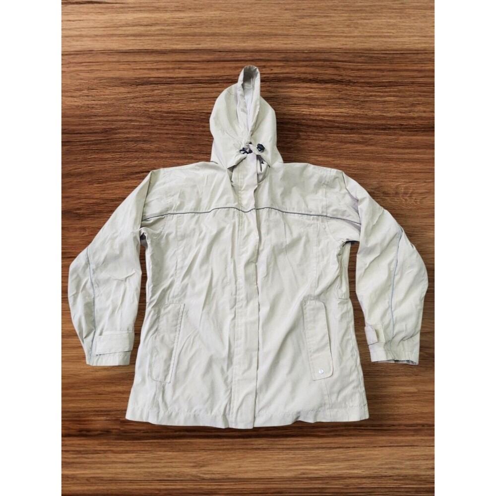BMW Lifestyle Lightweight Hooded Windbreaker Jacket Tan Cream Sz. S